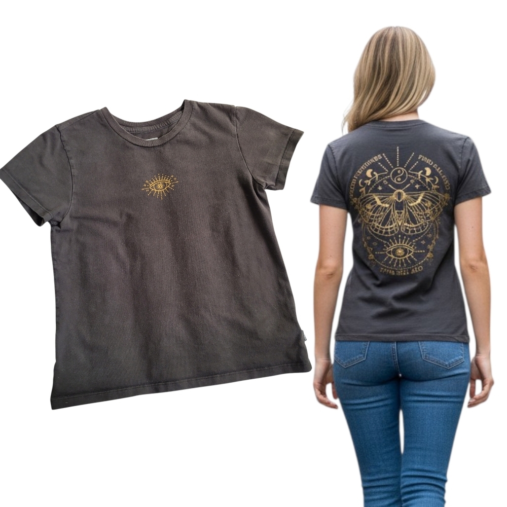 Vans Good Fortune Moth Baby Tee In Black Whimsigoth Witchy Dark Academia Small